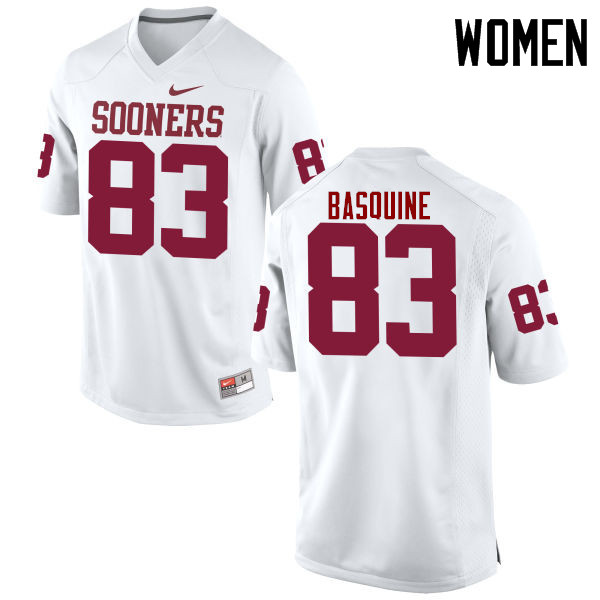 Women Oklahoma Sooners #83 Nick Basquine College Football Jerseys Game-White